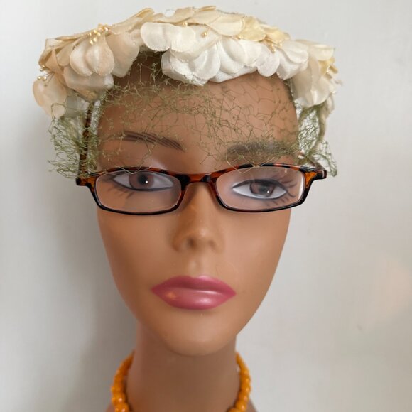 Lot 4 Vintage 1960s Ring Hats Gold Pink Polka Dots Orchid Headpiece Fascinator